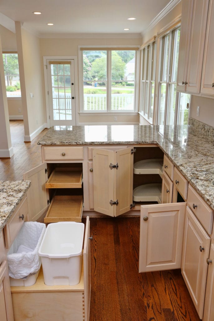  Cabico Cabinetry Accessories with Trash Pullouts and a Lazy Susan 