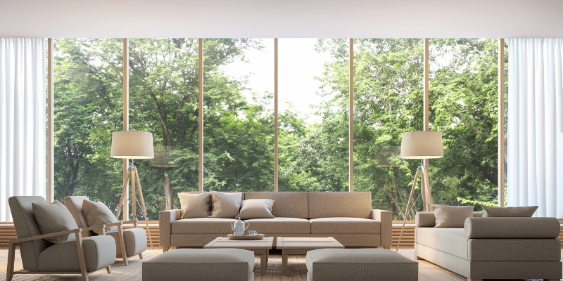  modern living room with nature view 